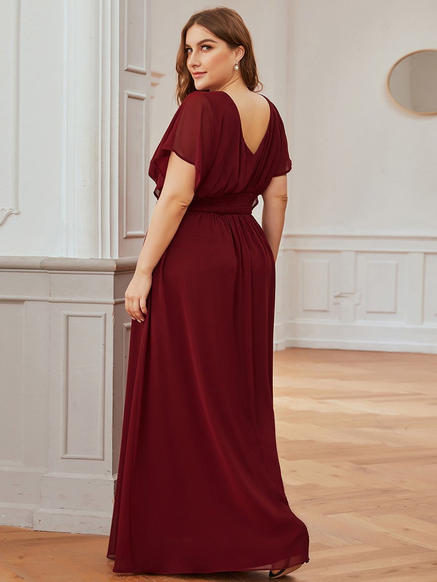 A-Line Chiffon Plus Size Empire Waist Evening Dress