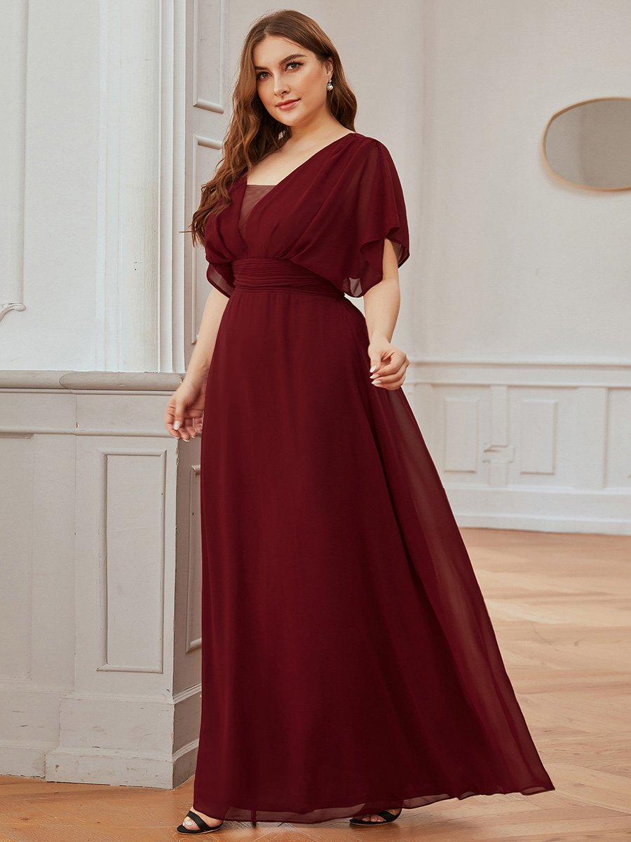 A-Line Chiffon Plus Size Empire Waist Evening Dress