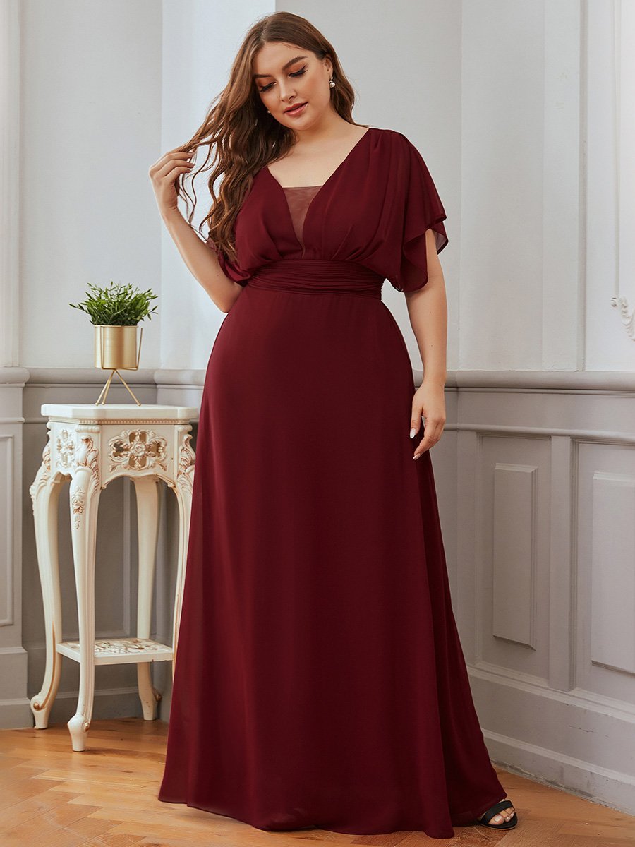 A-Line Chiffon Plus Size Empire Waist Evening Dress