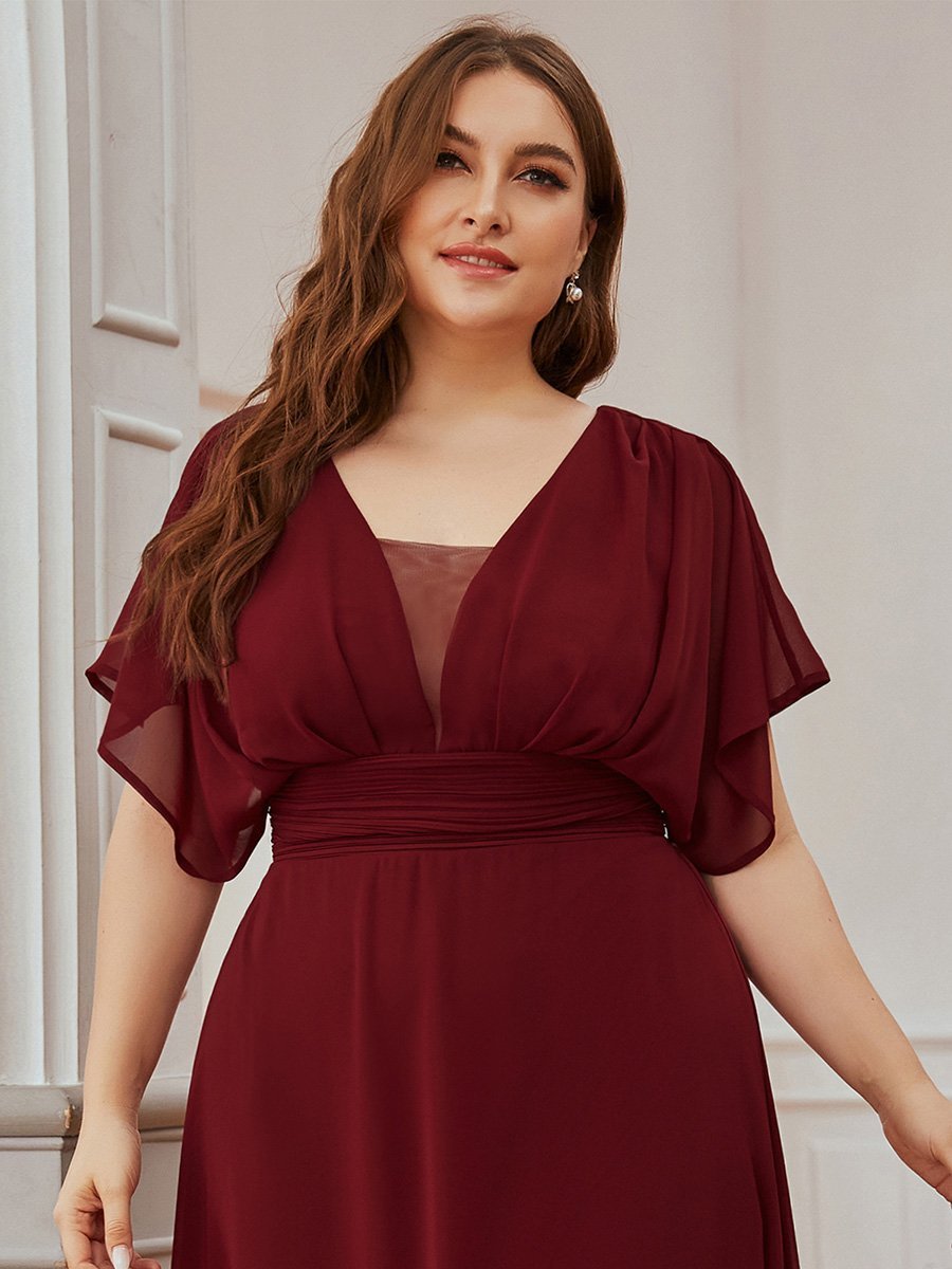 A-Line Chiffon Plus Size Empire Waist Evening Dress