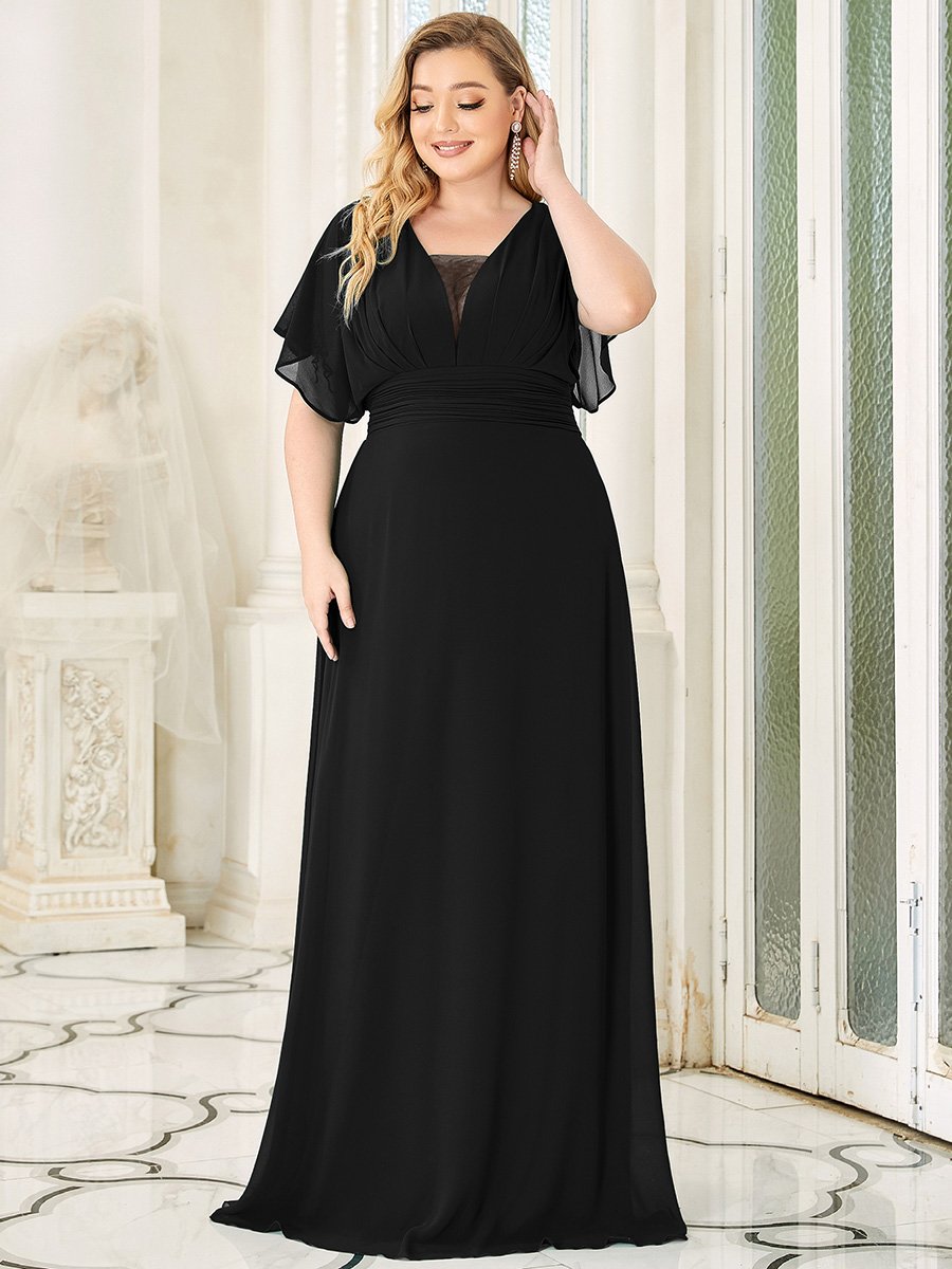 A-Line Chiffon Plus Size Empire Waist Evening Dress