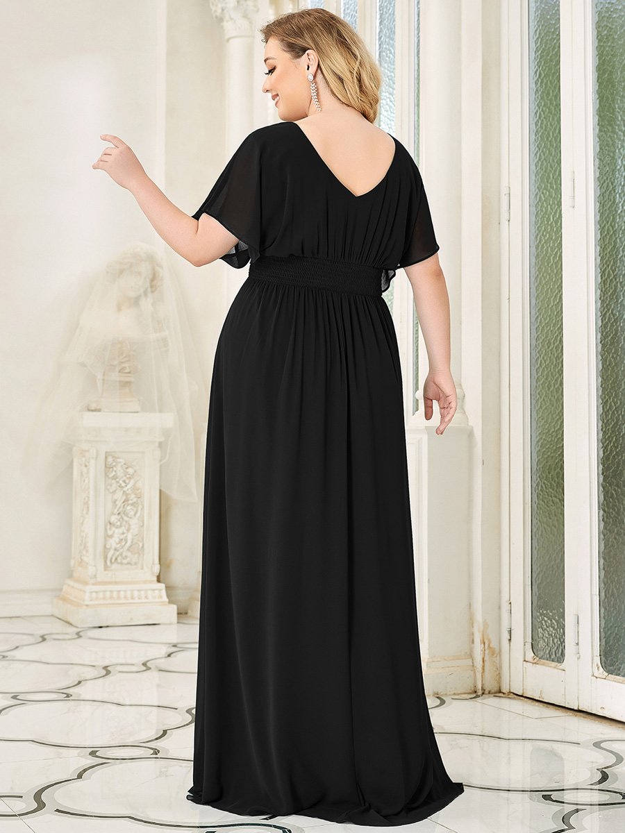 A-Line Chiffon Plus Size Empire Waist Evening Dress
