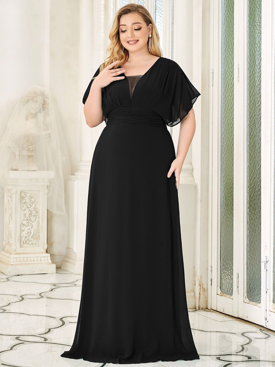 A-Line Chiffon Plus Size Empire Waist Evening Dress