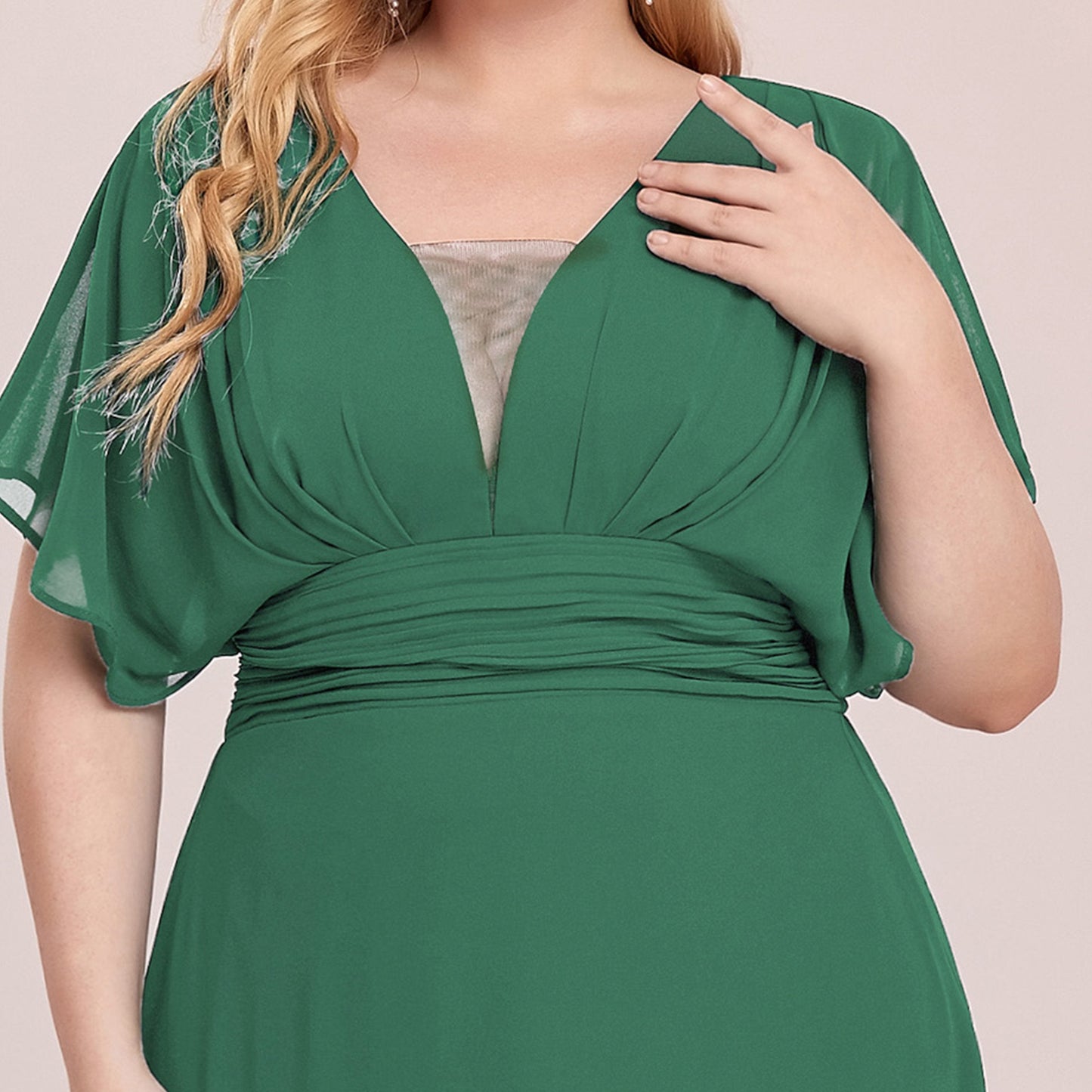A-Line Chiffon Plus Size Empire Waist Evening Dress