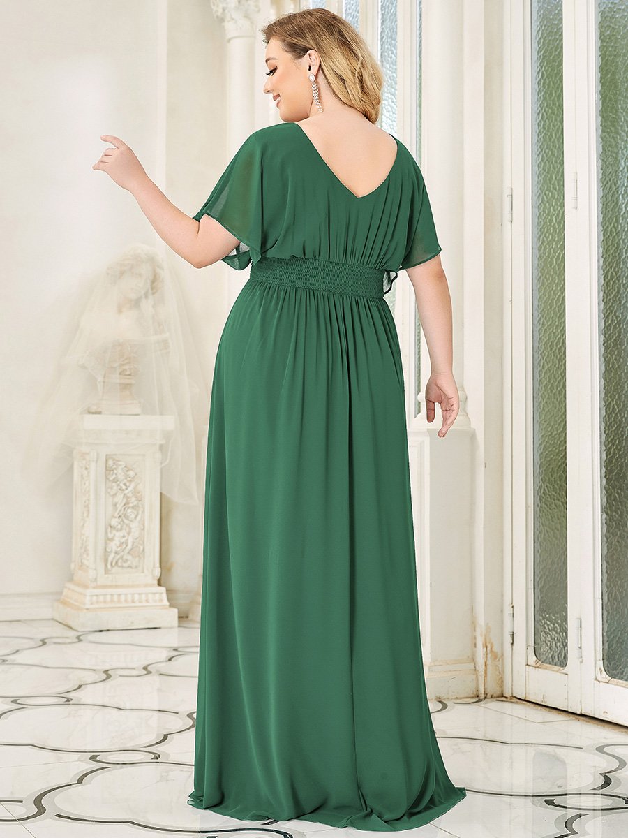 A-Line Chiffon Plus Size Empire Waist Evening Dress