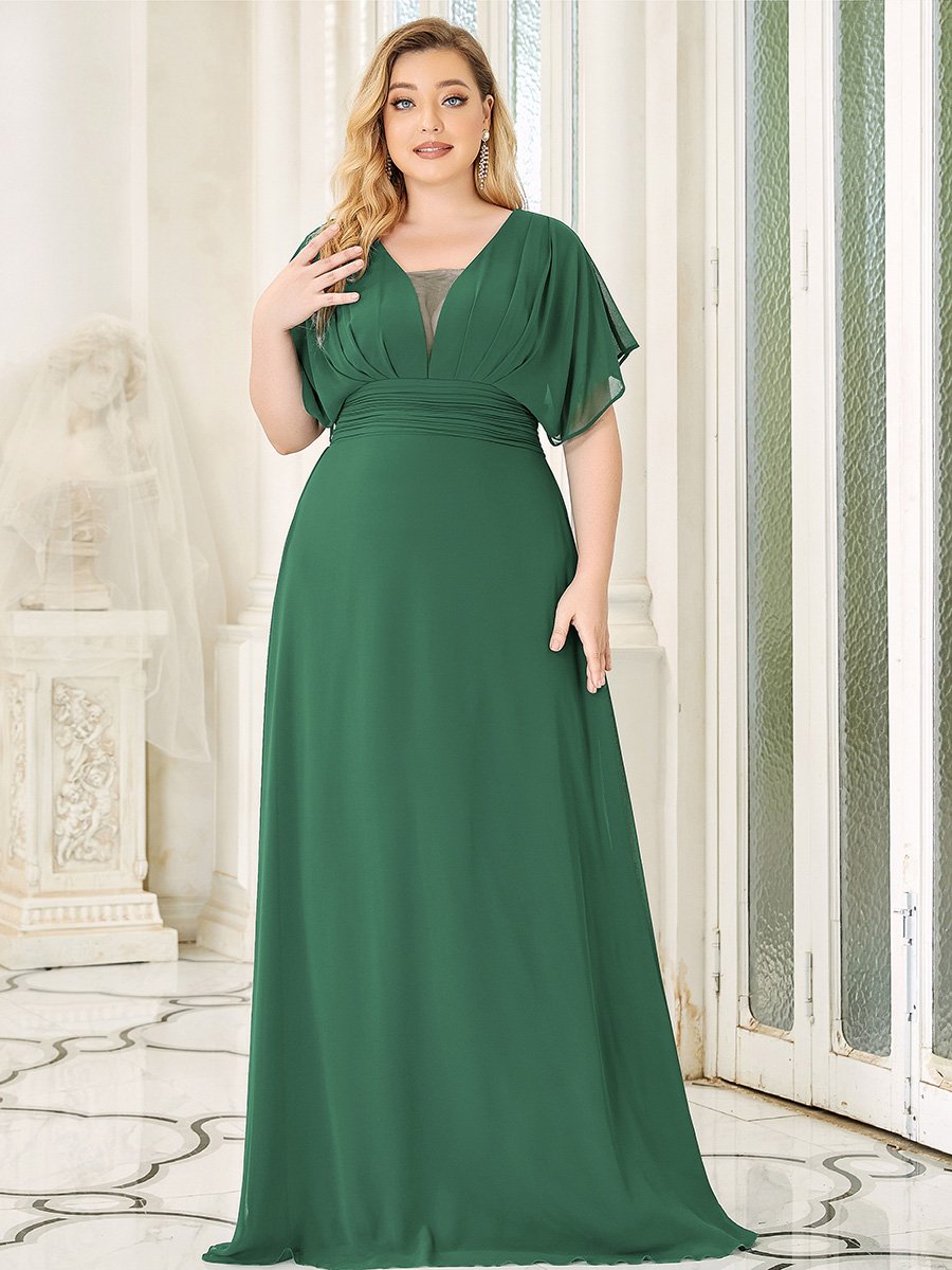 A-Line Chiffon Plus Size Empire Waist Evening Dress