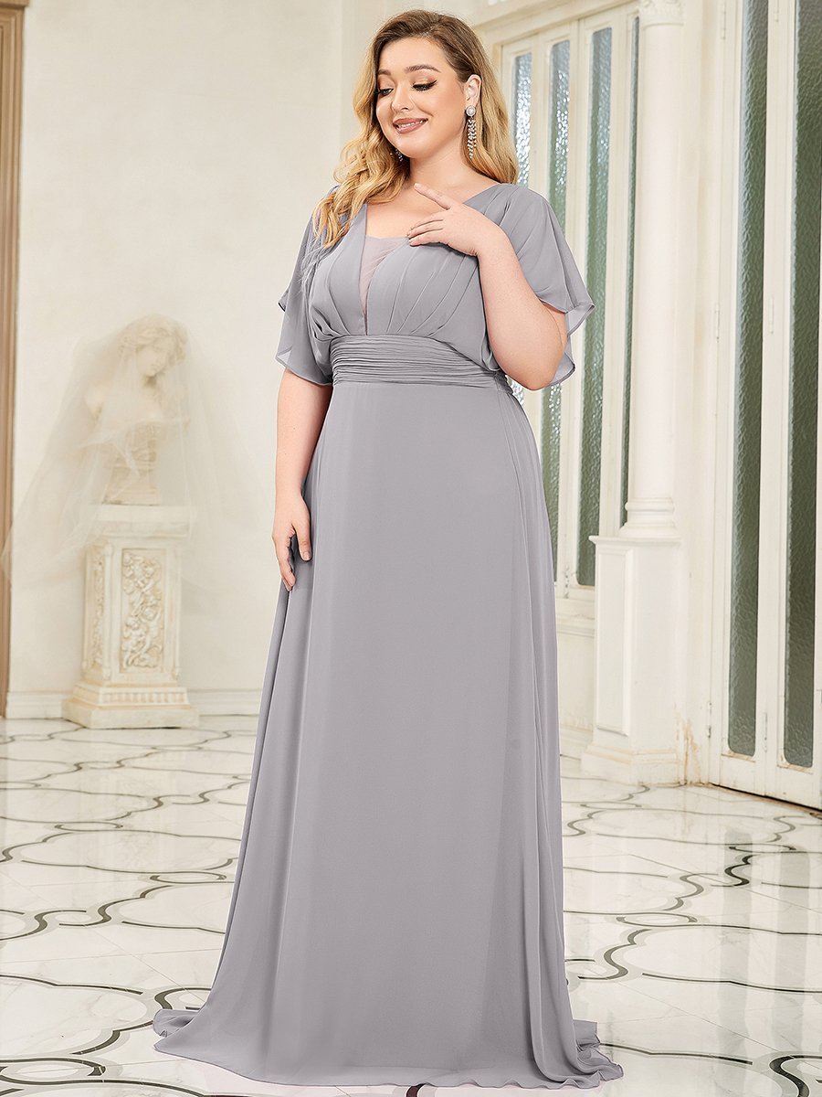 A-Line Chiffon Plus Size Empire Waist Evening Dress