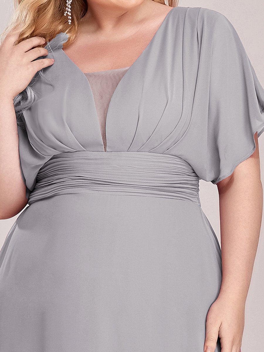 A-Line Chiffon Plus Size Empire Waist Evening Dress