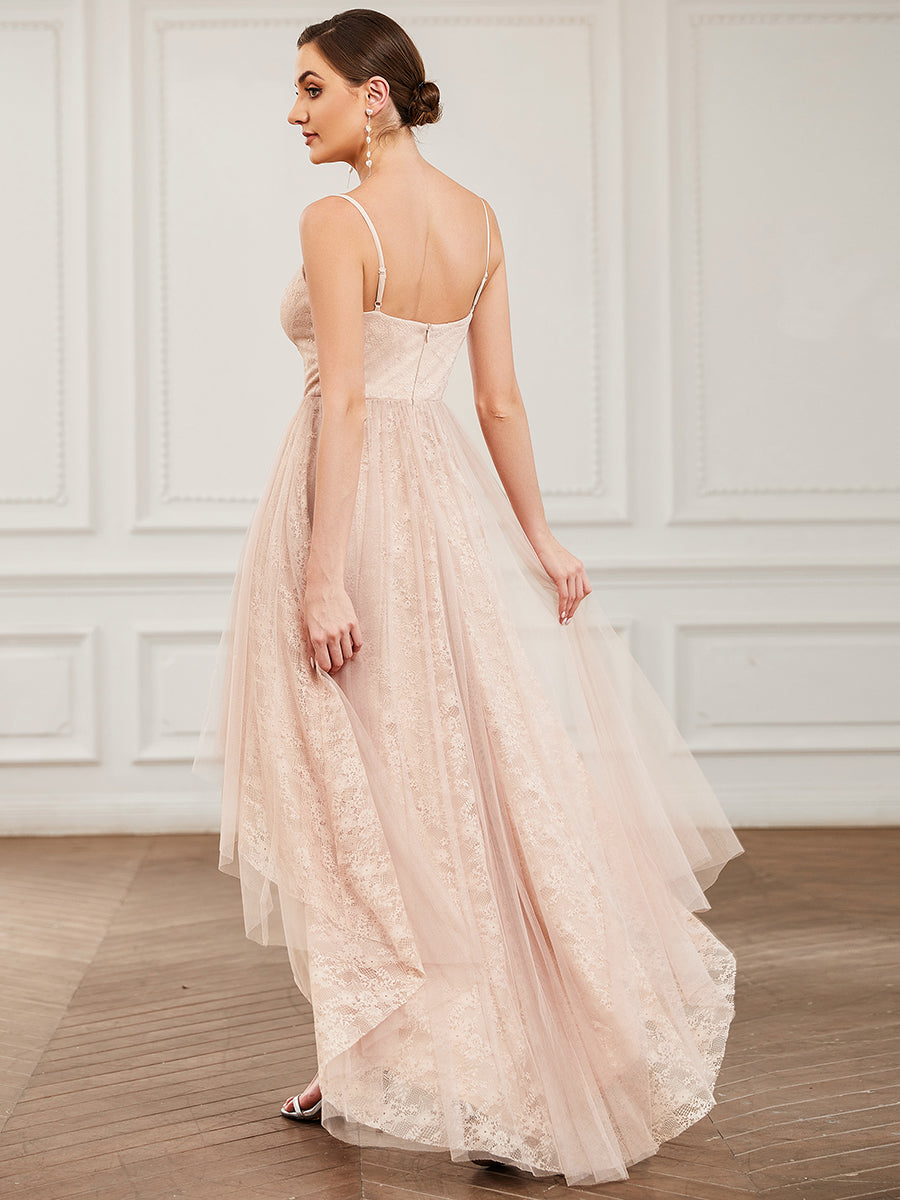 A-Line Spaghetti Straps Bridesmaid Dress with Asymmetrical Hem