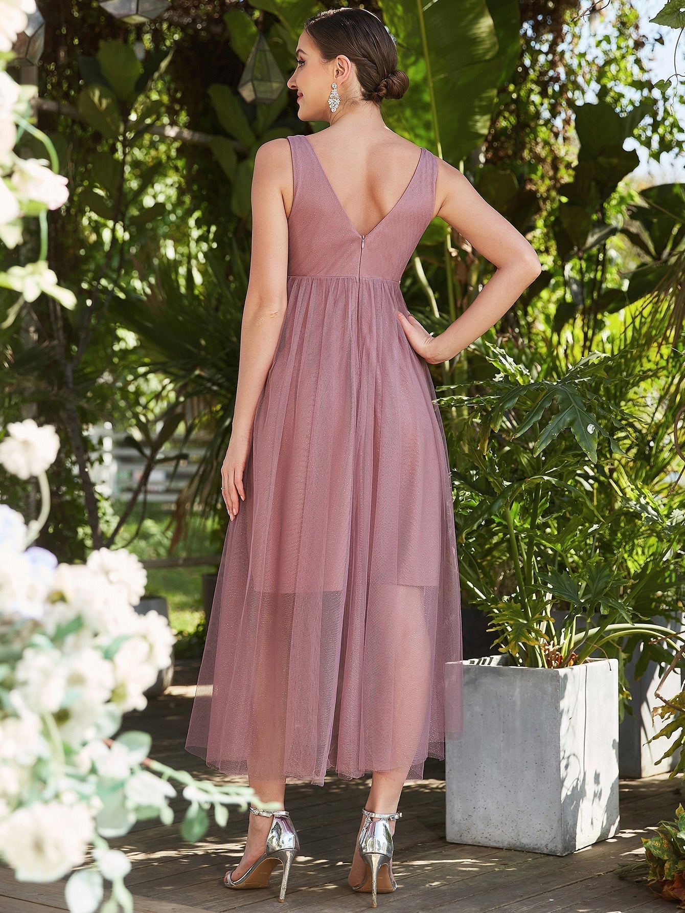 A-Line Deep V-Neck Sleeveless Maternity Dress