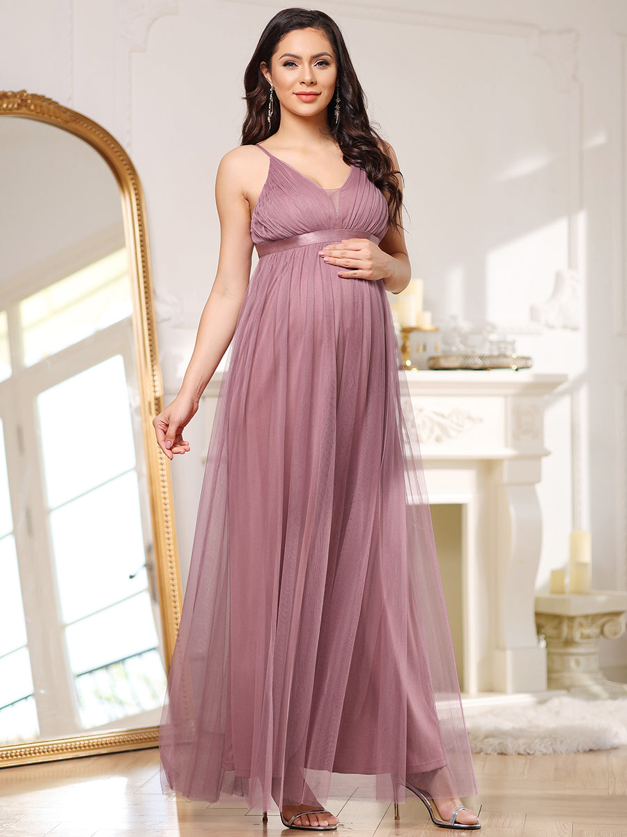 Elegant V-Neck A-Line Maternity Gown