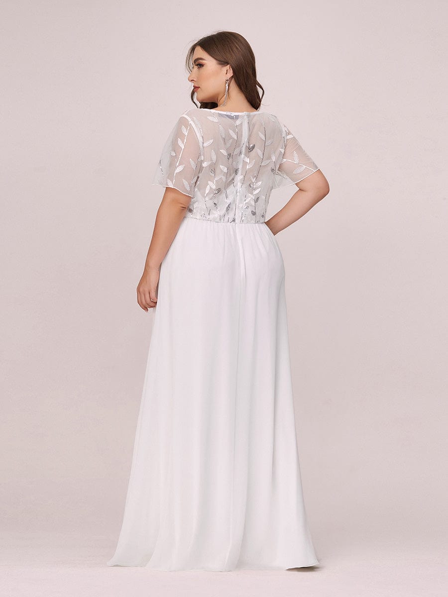 Elegant Floral Sequin Plus Size Evening Gown with Cap Sleeves