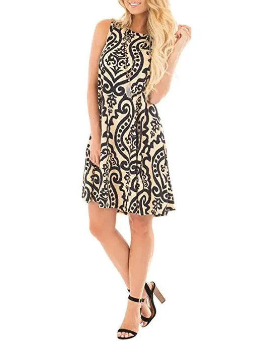 New Women Summer Dress Fashion Floral Print Sleeveless Dresses Casual Dresses Female Robe 50 Colors Vestidos Midi Sundress