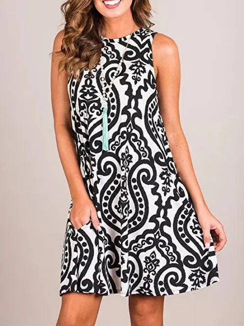 New Women Summer Dress Fashion Floral Print Sleeveless Dresses Casual Dresses Female Robe 50 Colors Vestidos Midi Sundress