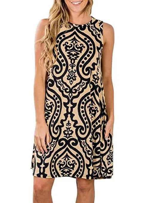 New Women Summer Dress Fashion Floral Print Sleeveless Dresses Casual Dresses Female Robe 50 Colors Vestidos Midi Sundress