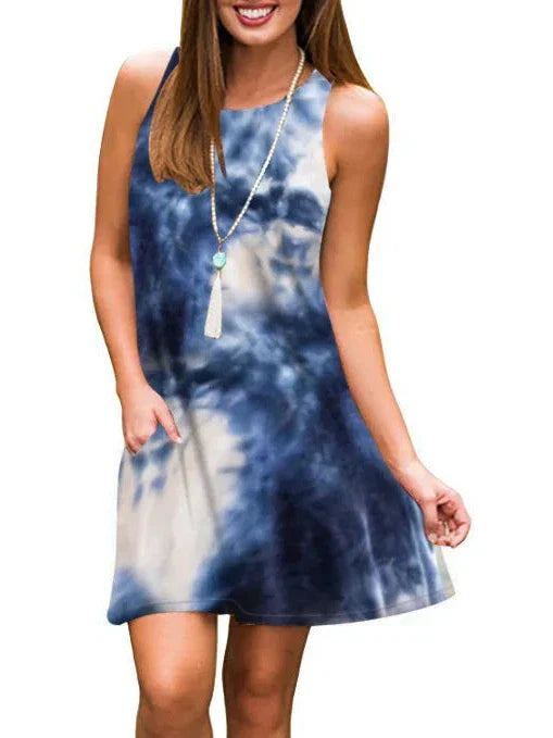 New Women Summer Dress Fashion Floral Print Sleeveless Dresses Casual Dresses Female Robe 50 Colors Vestidos Midi Sundress