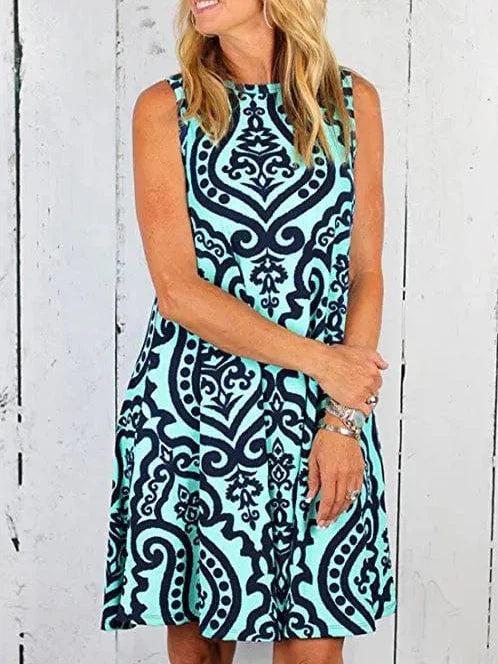 New Women Summer Dress Fashion Floral Print Sleeveless Dresses Casual Dresses Female Robe 50 Colors Vestidos Midi Sundress