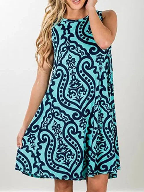 New Women Summer Dress Fashion Floral Print Sleeveless Dresses Casual Dresses Female Robe 50 Colors Vestidos Midi Sundress