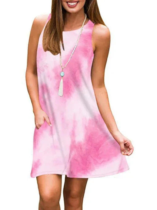 New Women Summer Dress Fashion Floral Print Sleeveless Dresses Casual Dresses Female Robe 50 Colors Vestidos Midi Sundress