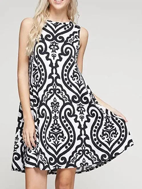New Women Summer Dress Fashion Floral Print Sleeveless Dresses Casual Dresses Female Robe 50 Colors Vestidos Midi Sundress