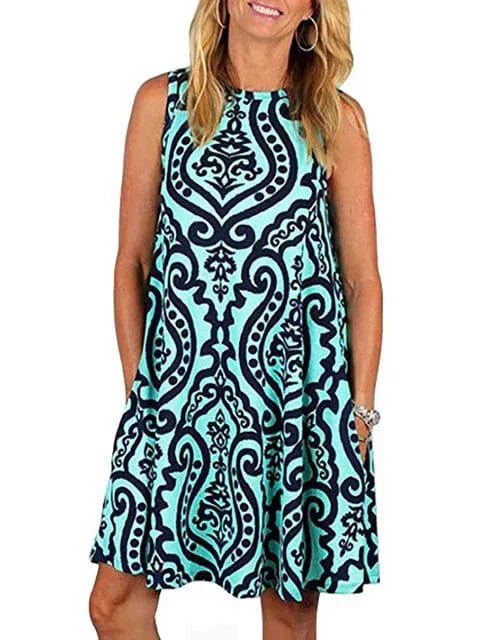 New Women Summer Dress Fashion Floral Print Sleeveless Dresses Casual Dresses Female Robe 50 Colors Vestidos Midi Sundress