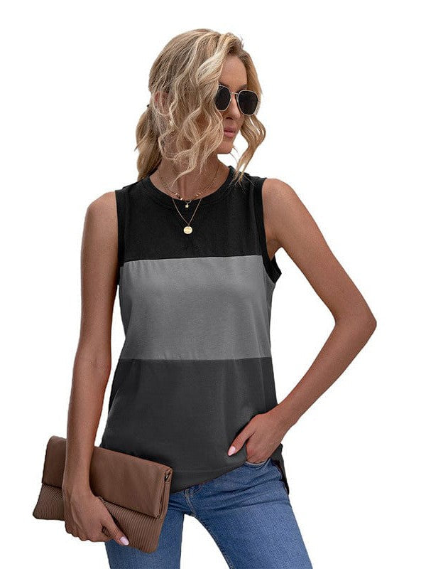 Sleeveless Vest with Contrasting Stitching for Women, Simple and Stylish