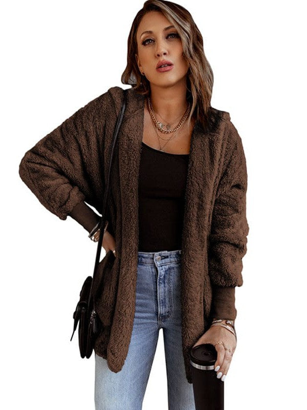 Women's Cozy Hooded Cardigan in Various Colors and Large Sizes