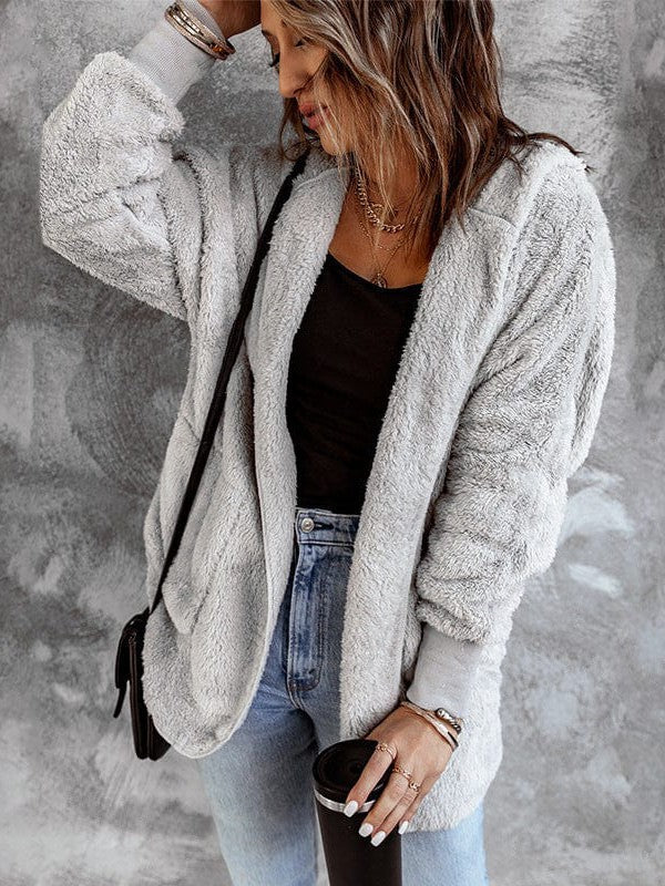 Women's Cozy Hooded Cardigan in Various Colors and Large Sizes