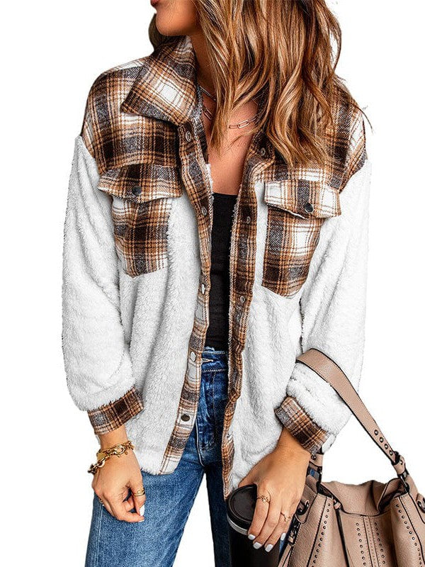 Women's Plaid Lapel Single Breasted Jacket
