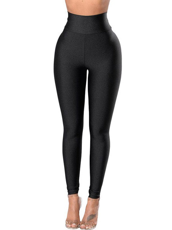 Stretchy Women's PU Leather Animal Print Nine-Point Leggings with Slim Fit Street Style