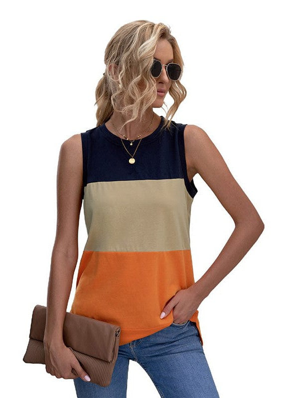 Sleeveless Vest with Contrasting Stitching for Women, Simple and Stylish
