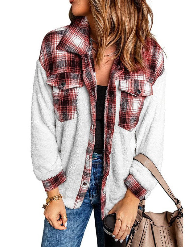 Women's Plaid Lapel Single Breasted Jacket