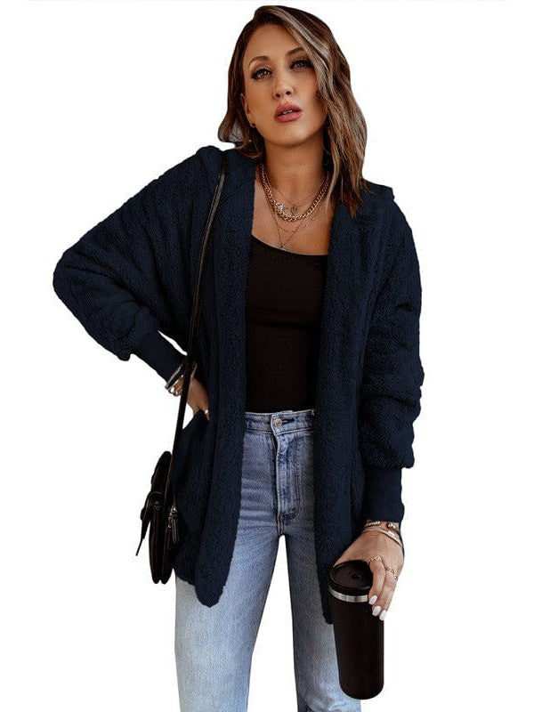 Women's Cozy Hooded Cardigan in Various Colors and Large Sizes