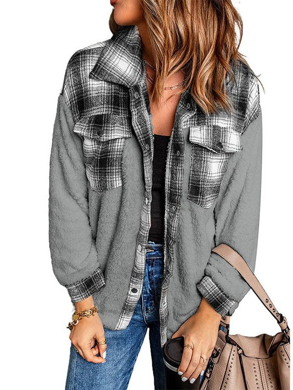 Women's Plaid Lapel Single Breasted Jacket