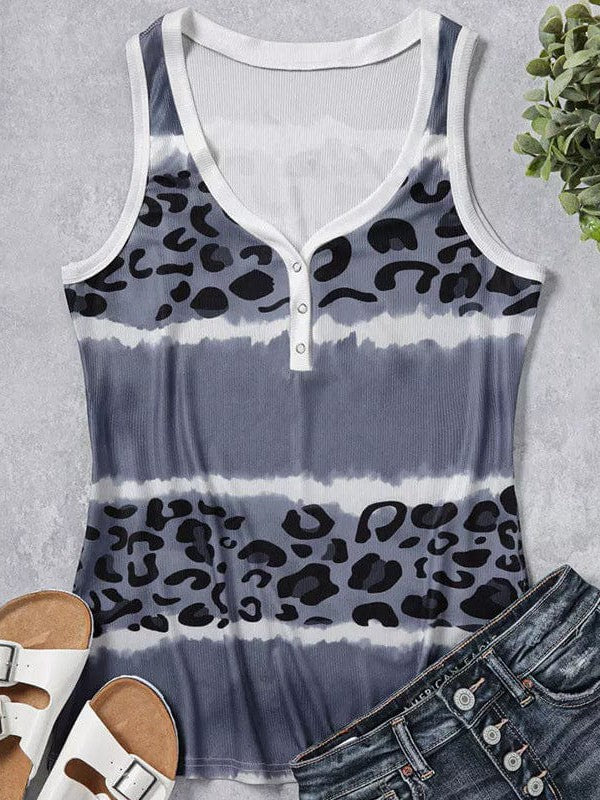 Leopard Tie Dye Sleeveless Camisole Tank Top