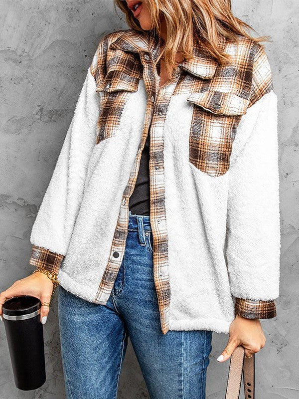 Women's Plaid Lapel Single Breasted Jacket