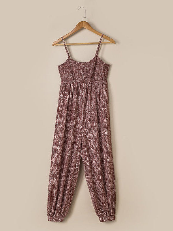 Leopard Print Spaghetti Strap Jumpsuit with Adjustable Straps