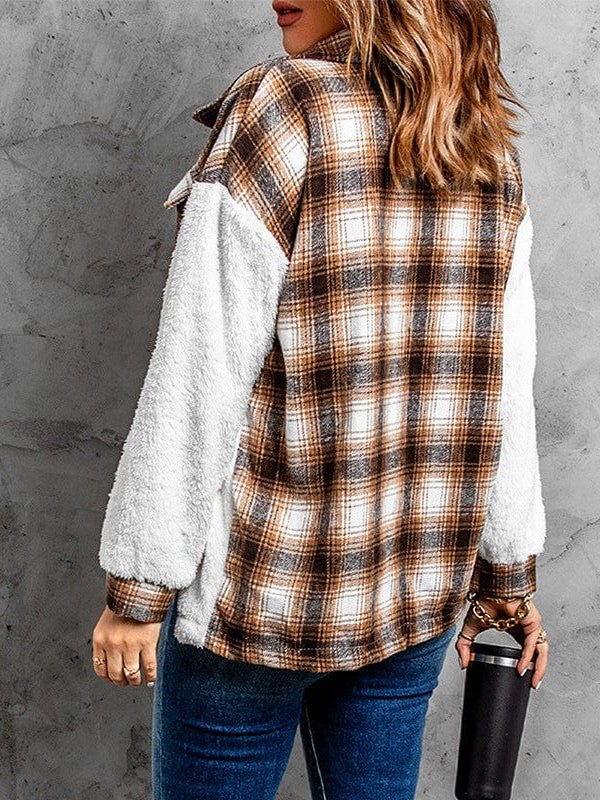Women's Plaid Lapel Single Breasted Jacket