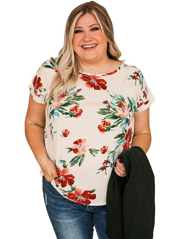 Leopard Print Lantern Sleeve Plus Size Sweatshirt for Women