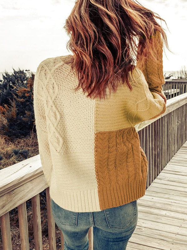 Women's Casual Round Neck Sweater - Long Sleeve Knit Top
