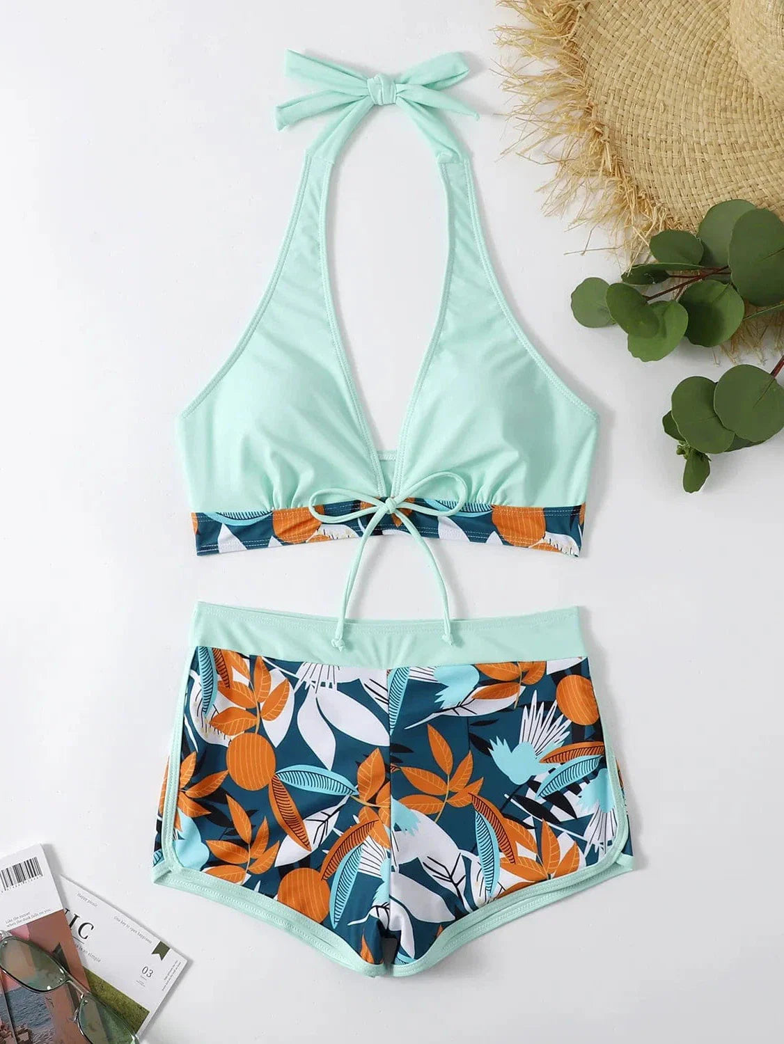 New Women's Bikini Sexy Split High Waist Swimsuit Lace Printed Solid Color Swimwear Women Bathing Suit