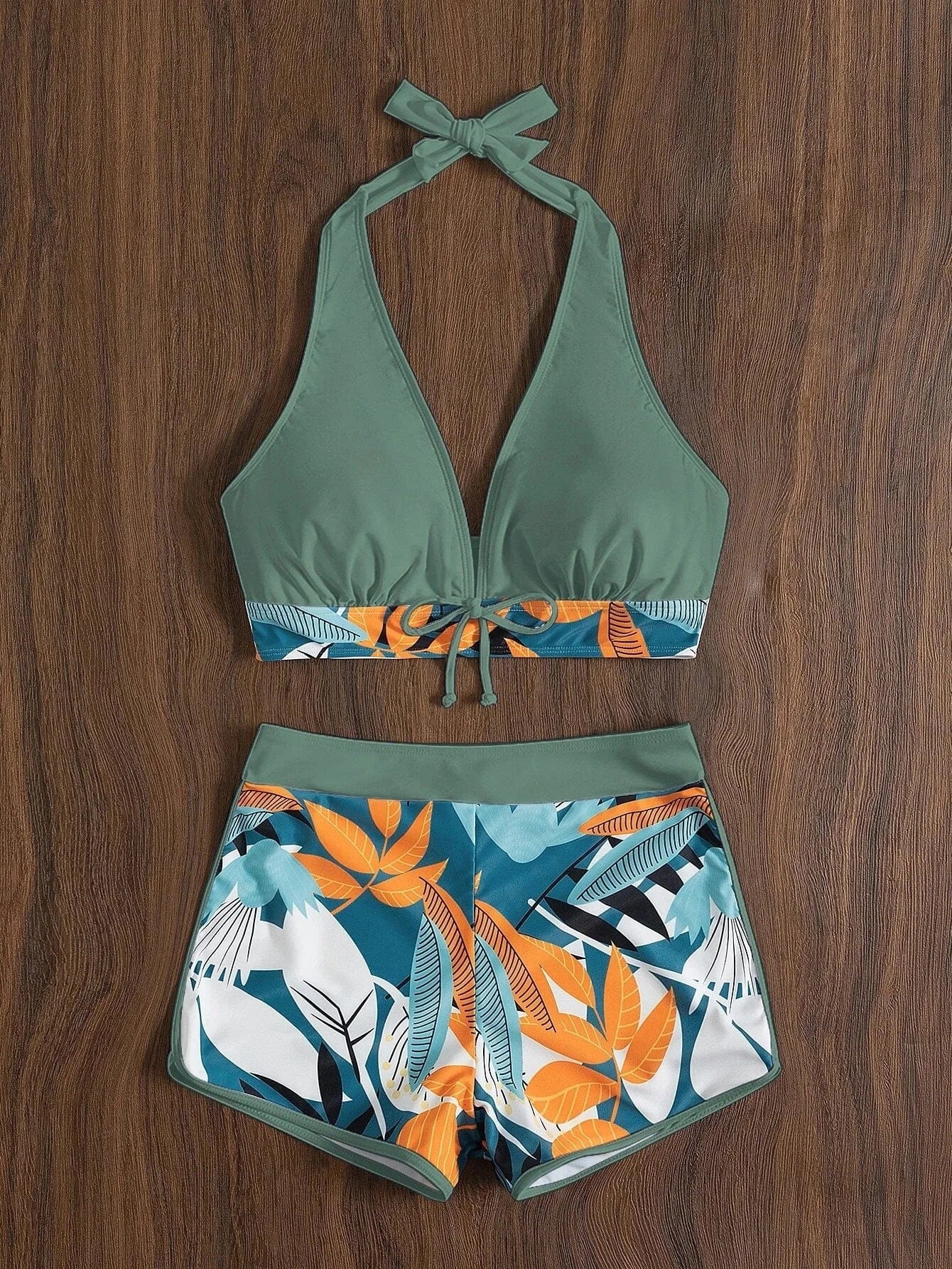 New Women's Bikini Sexy Split High Waist Swimsuit Lace Printed Solid Color Swimwear Women Bathing Suit