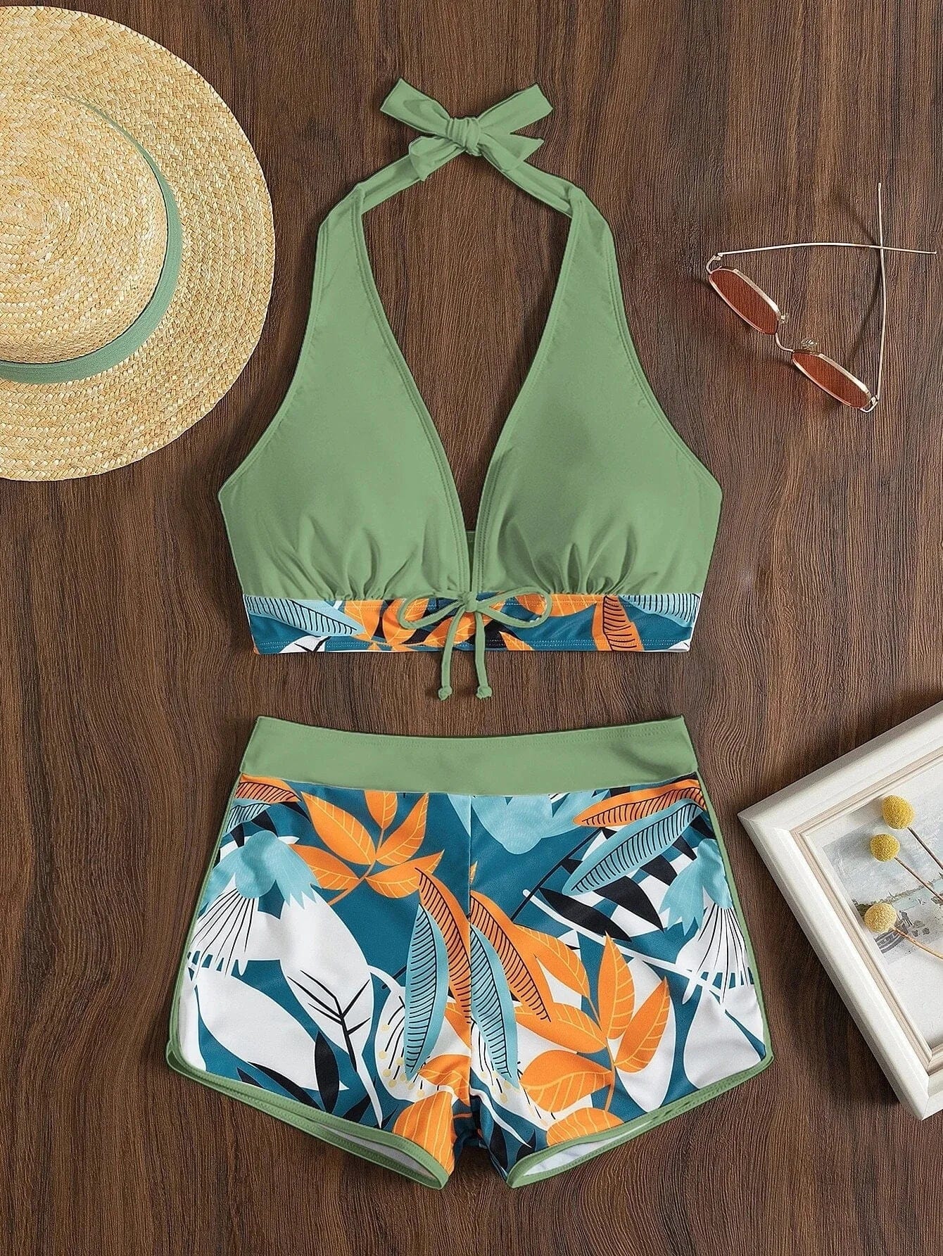 New Women's Bikini Sexy Split High Waist Swimsuit Lace Printed Solid Color Swimwear Women Bathing Suit