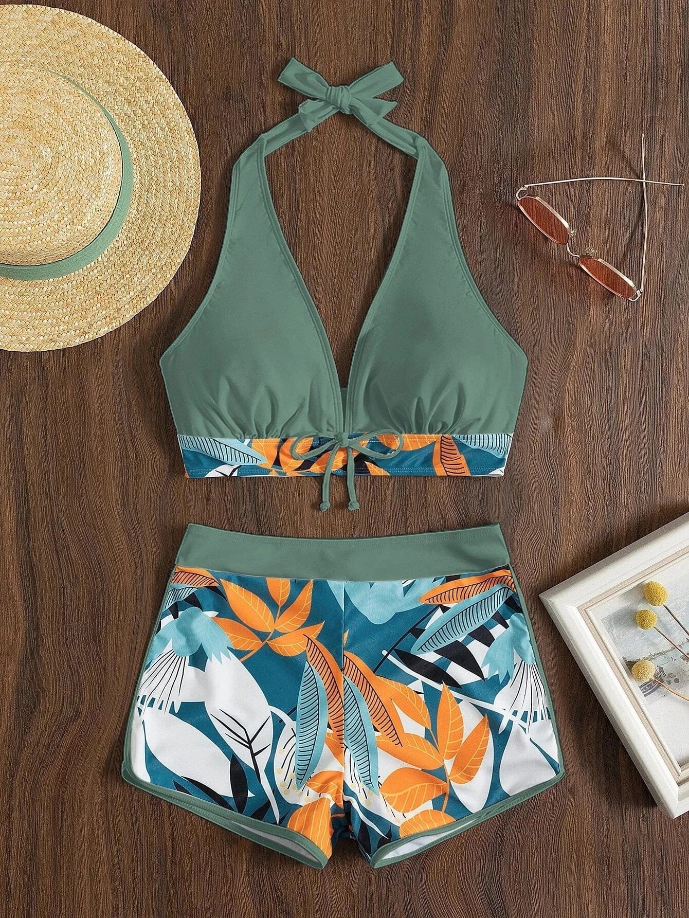 New Women's Bikini Sexy Split High Waist Swimsuit Lace Printed Solid Color Swimwear Women Bathing Suit