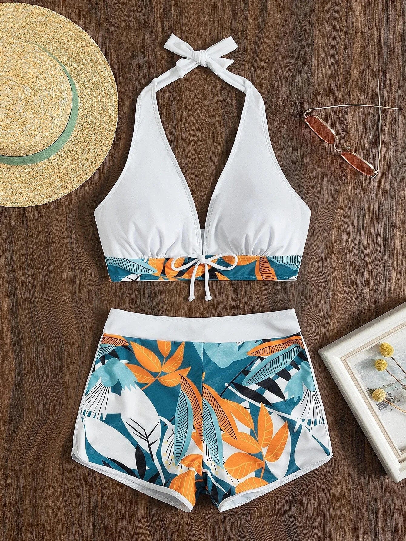 New Women's Bikini Sexy Split High Waist Swimsuit Lace Printed Solid Color Swimwear Women Bathing Suit