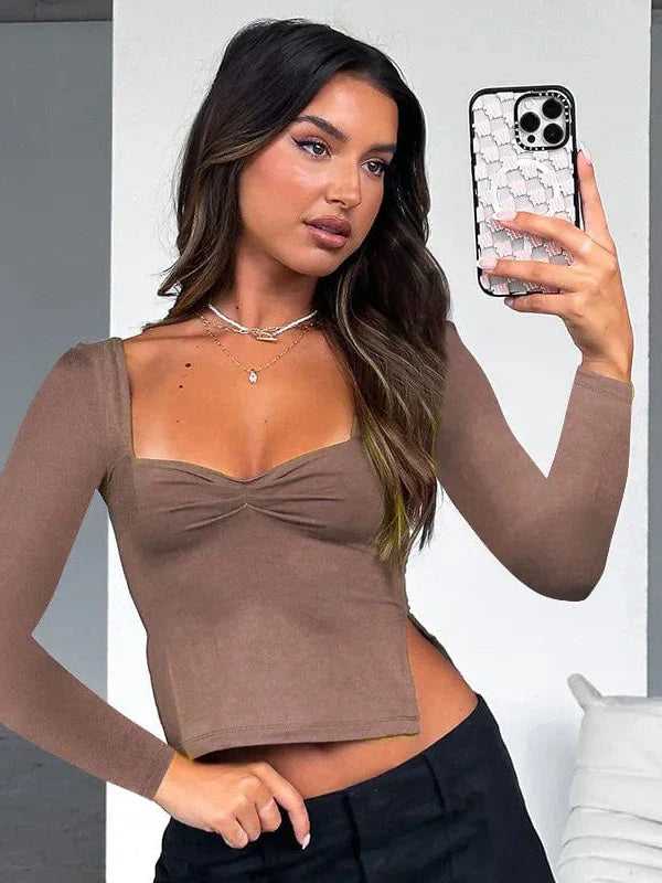 Vintage Square Neck Slit Hem Backless Cropped Tank Top