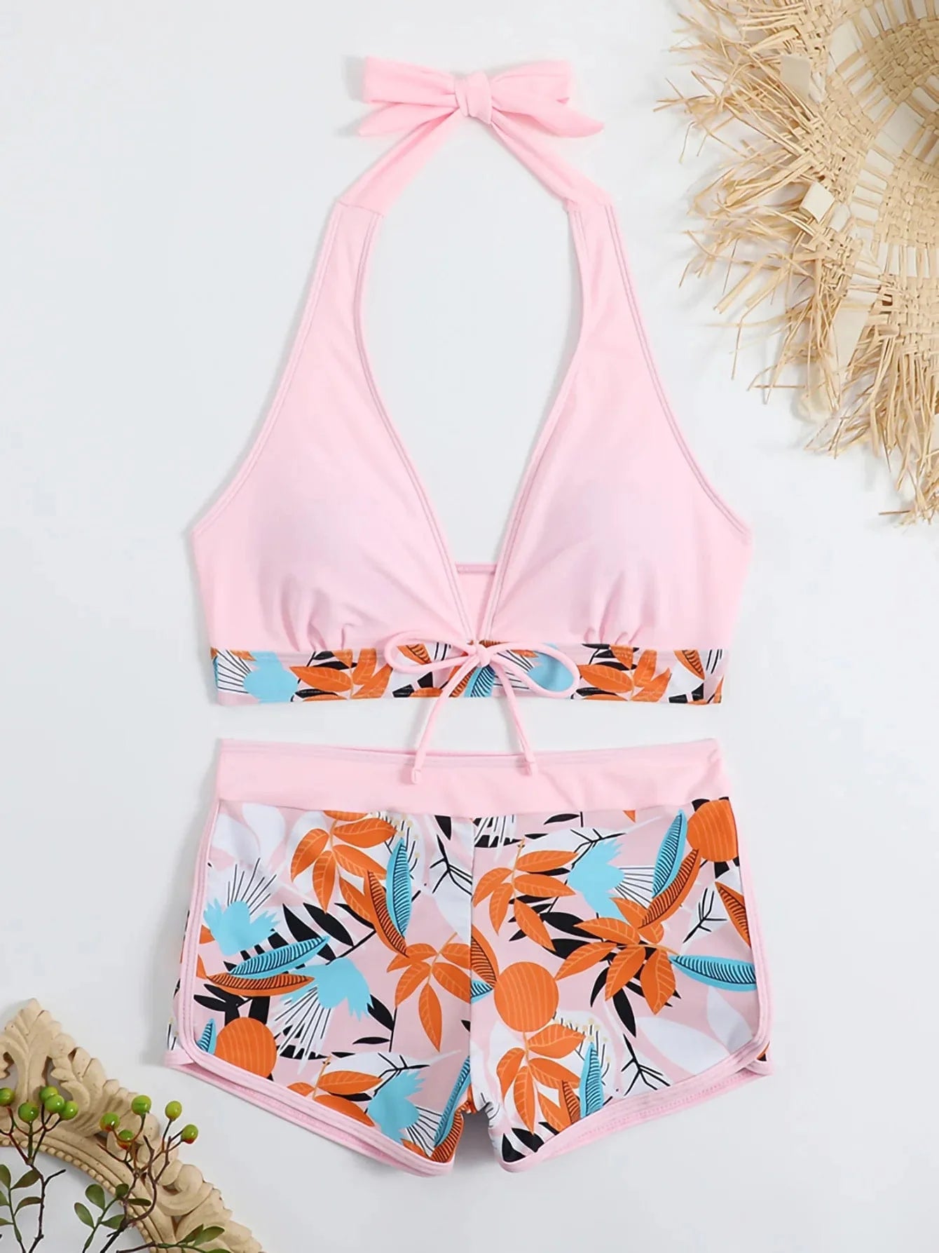 New Women's Bikini Sexy Split High Waist Swimsuit Lace Printed Solid Color Swimwear Women Bathing Suit