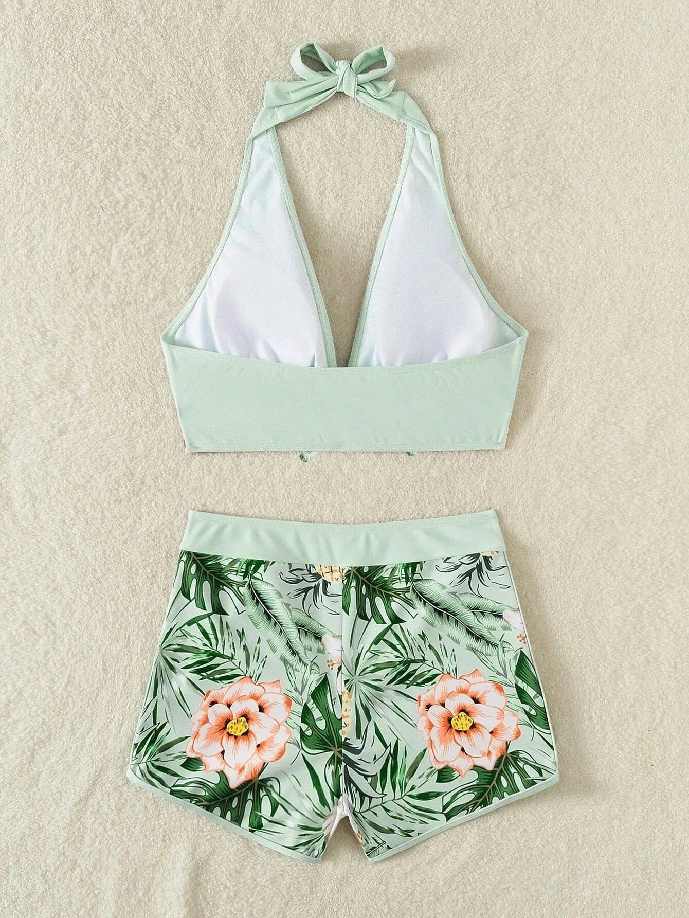New Women's Bikini Sexy Split High Waist Swimsuit Lace Printed Solid Color Swimwear Women Bathing Suit