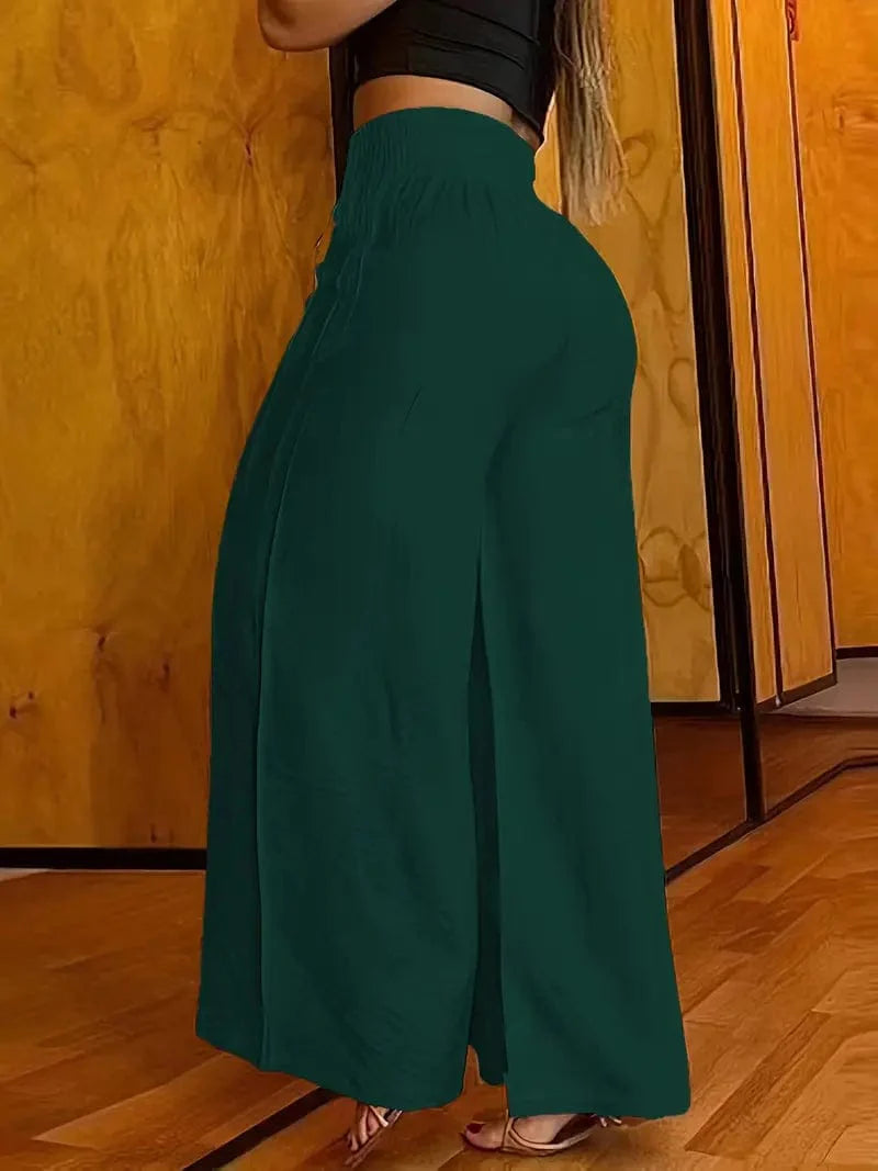 Abstract Face Print Wide Leg High Waist Pants for Women
