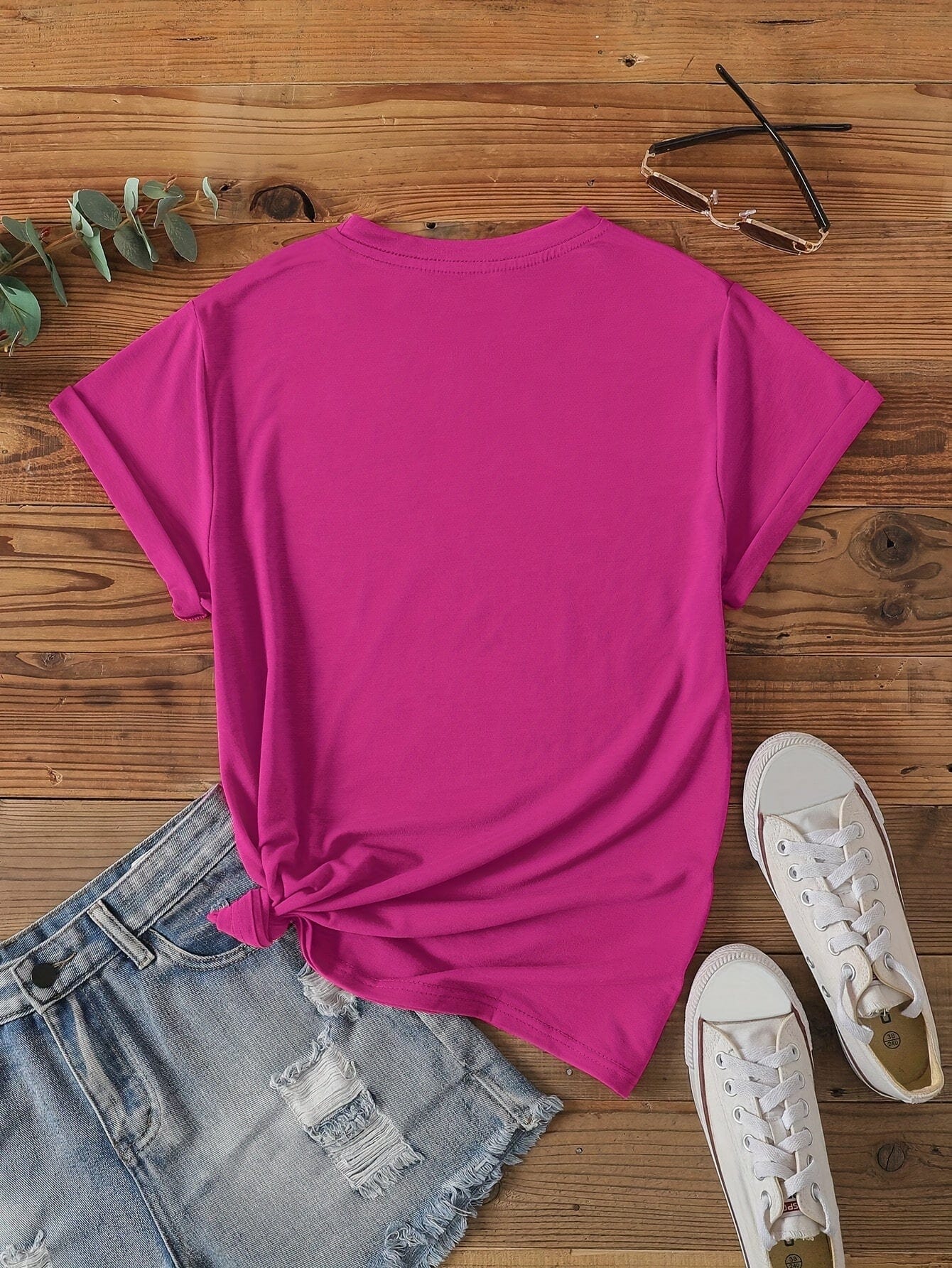 Alphabet Print Casual Crew Neck T-shirt for Women